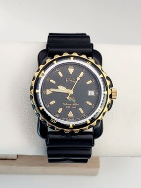 ESQ (by Movado) Submersible 330ft Men’s Diver Watch Swiss 43mm Black Gold